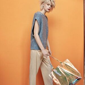 Rabens Saloner Mabina pants relaxed funky gold foil